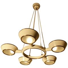 Five Armed Cream 1950s Stilnovo Chandelier