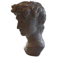 French Glazed White Terra Cotta Bust Of A Greek, Artist Signed 5