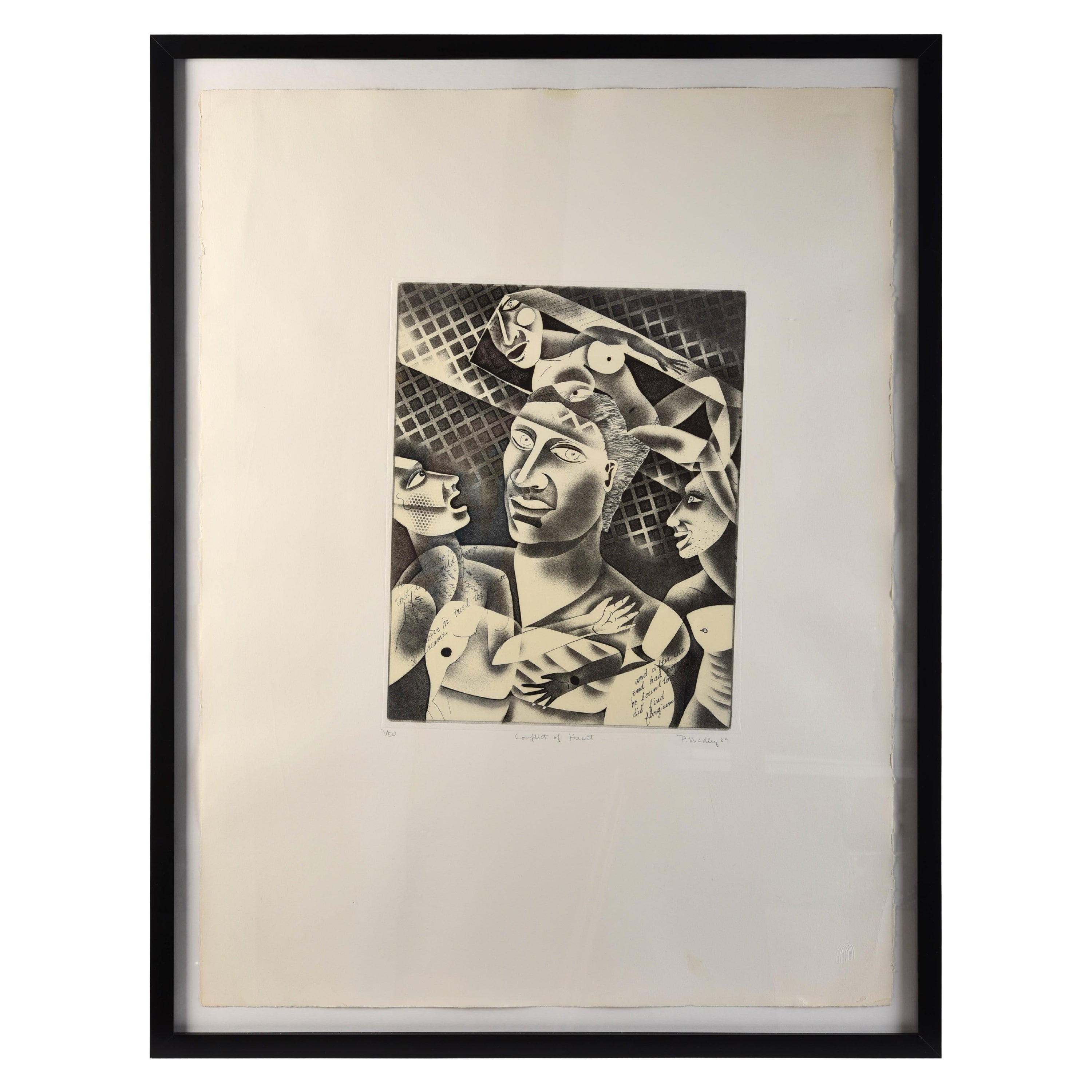 Patrick Wadley (1950-1992) "Conflict of Heart" Signed Print  For Sale