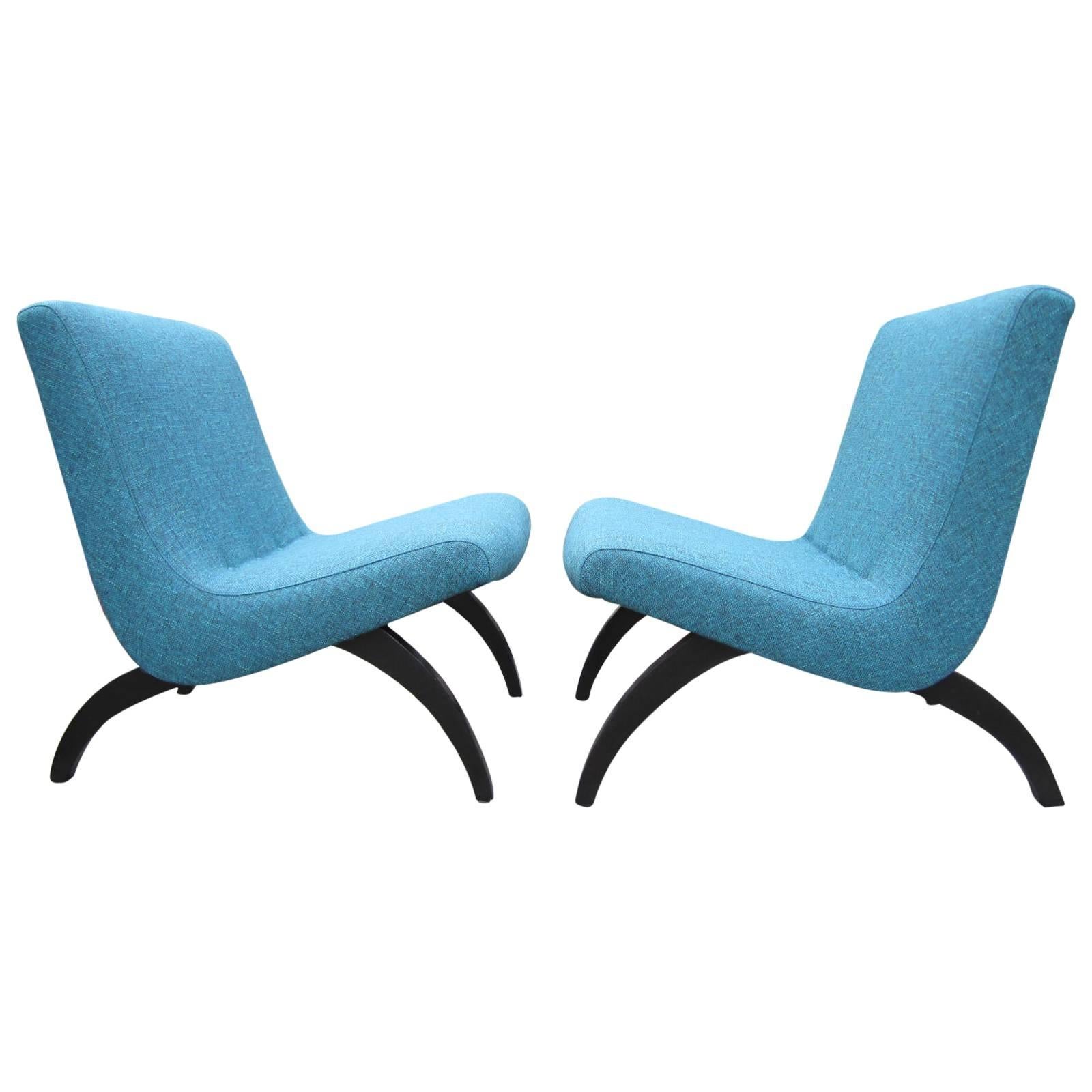 Excellent Pair Milo Baughman style Scoop Chairs For Sale