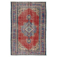 5x7.6 Ft Traditioneller handgefertigter türkischer Vintage-Teppich mit Medaillon-Design, handgefertigt