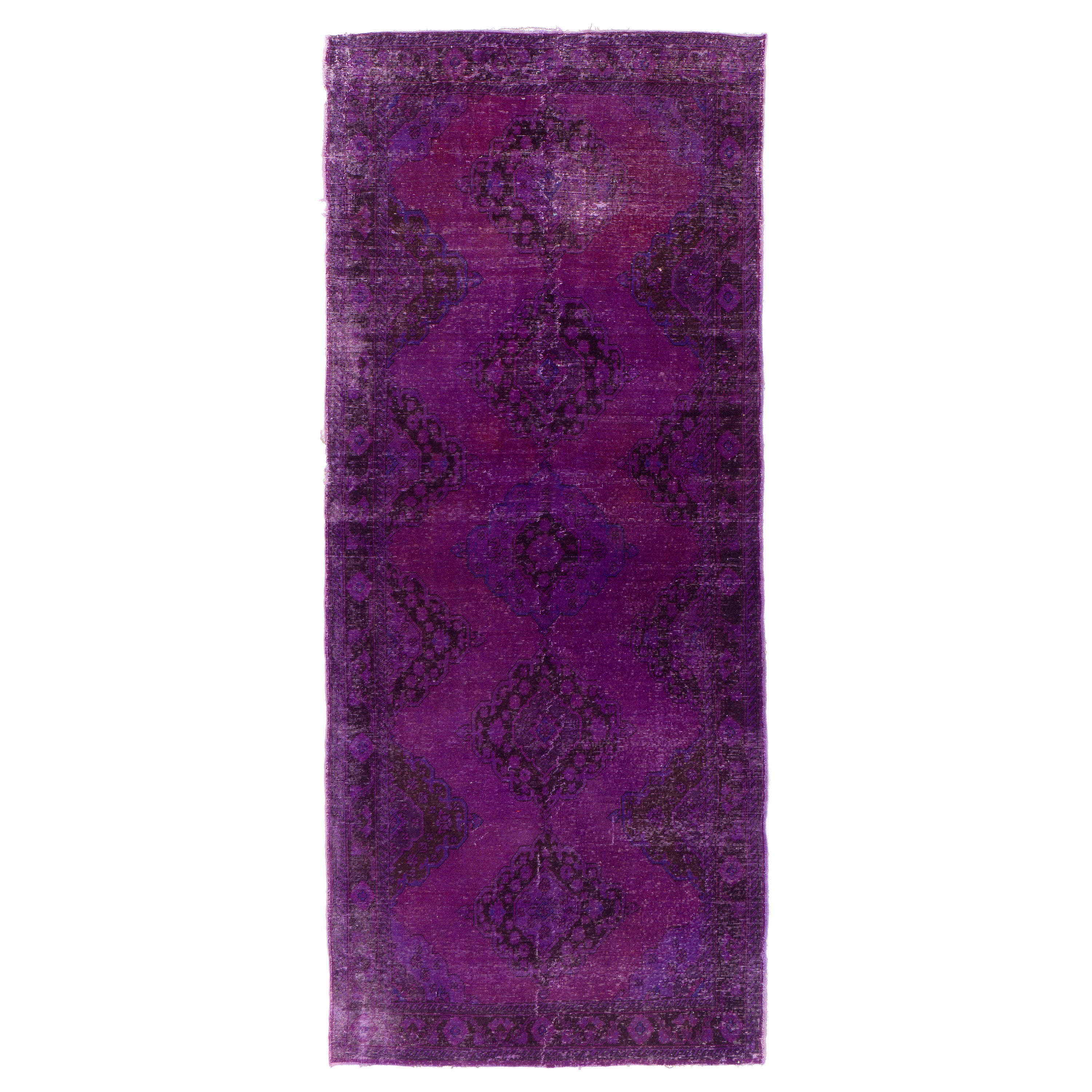 4.8x12 ft Purple Hallway Rug, Handmade Corridor Carpet, Vintage Stair Runner