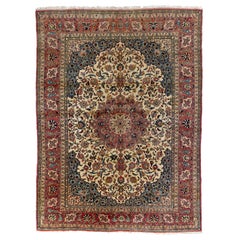 8.6x11.8 ft Antique Persian Isfahan Rug, Fine Traditional Oriental Carpet