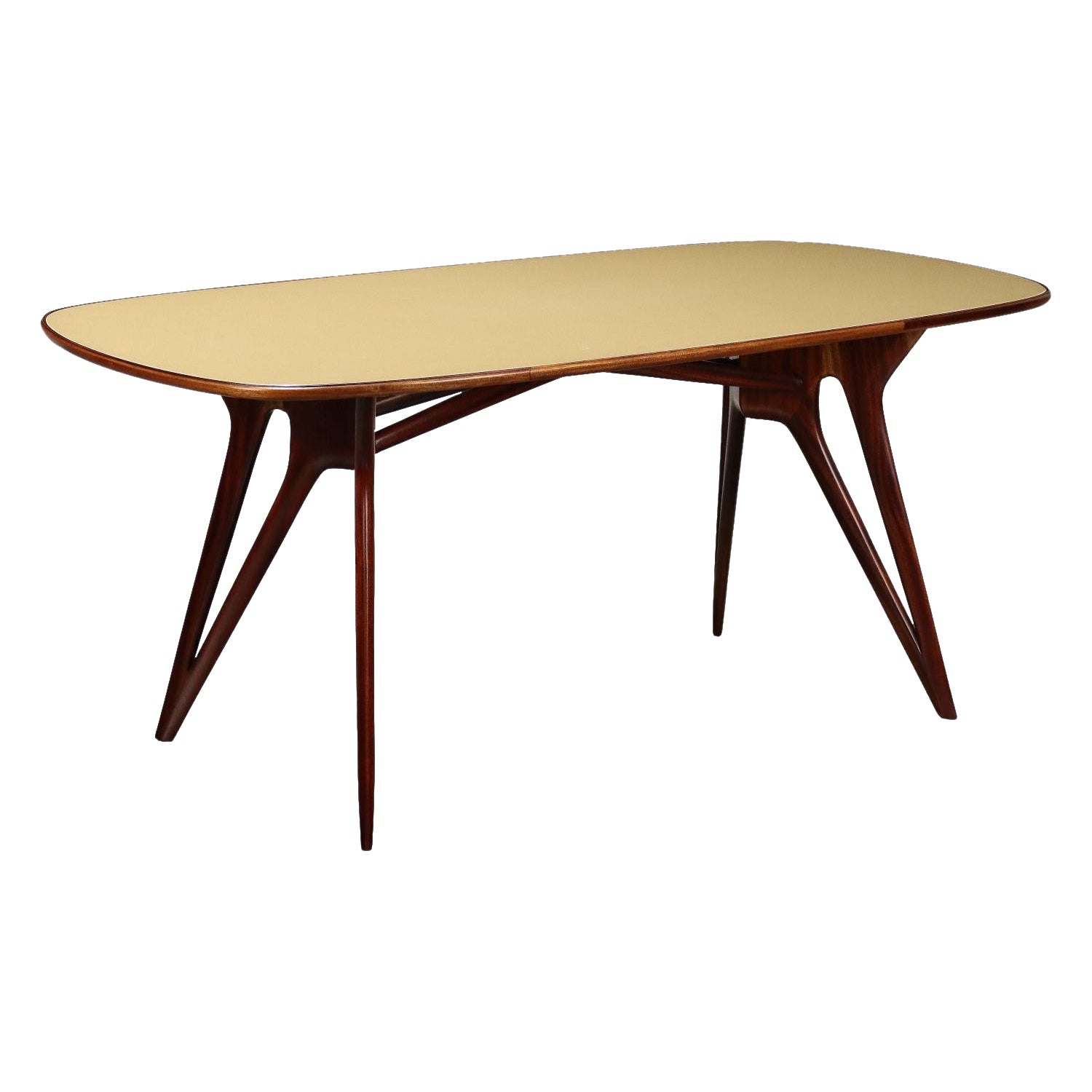 Tavolo Anni 50-60 in legno, ovale, restaurato For Sale