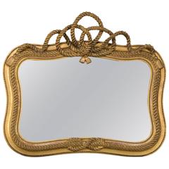 English Regency Period Rope Knot Bow Giltwood Mirror, circa 1830