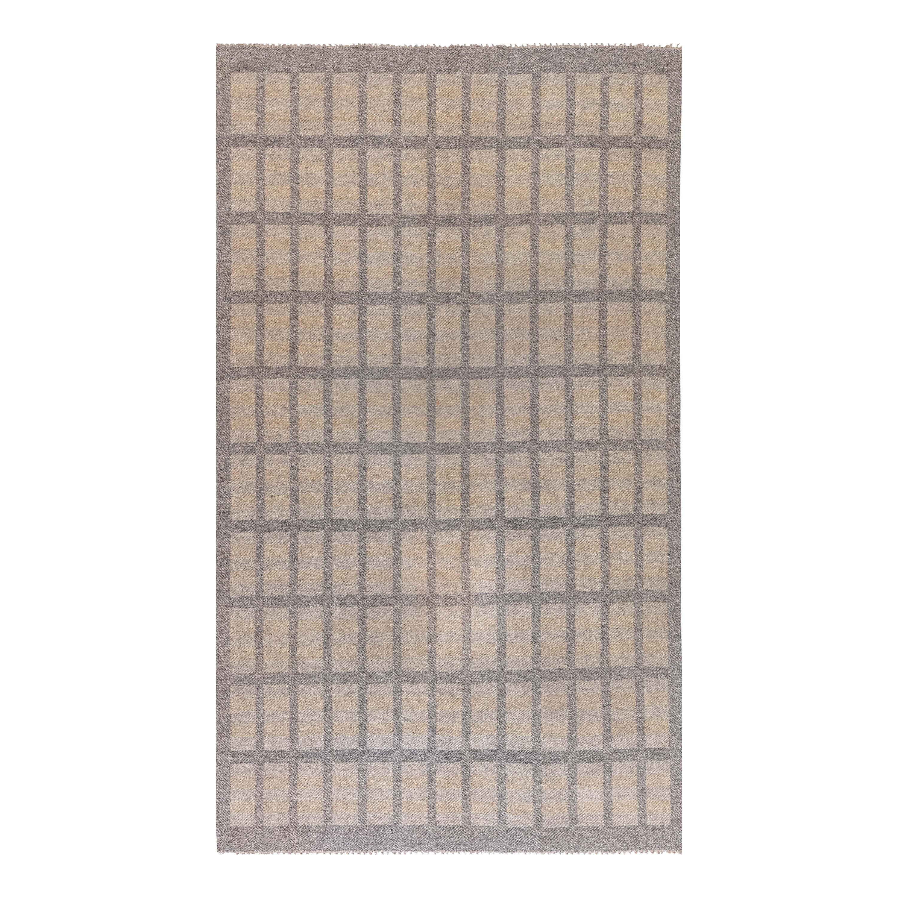 Swedish Double Sided Flat Weave Area Rug For Sale