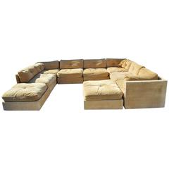 Fabulous Nine-Piece Milo Baughman Style Cube Sectional Sofa
