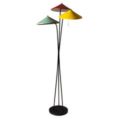 Floor lamp in metal with colored lampshades, Italy, 1950s