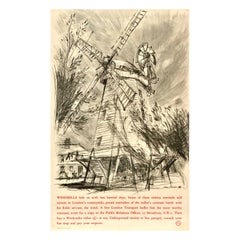 Original Vintage-Reiseplakat Windmills, John Finnie London, Transport, UK, Land