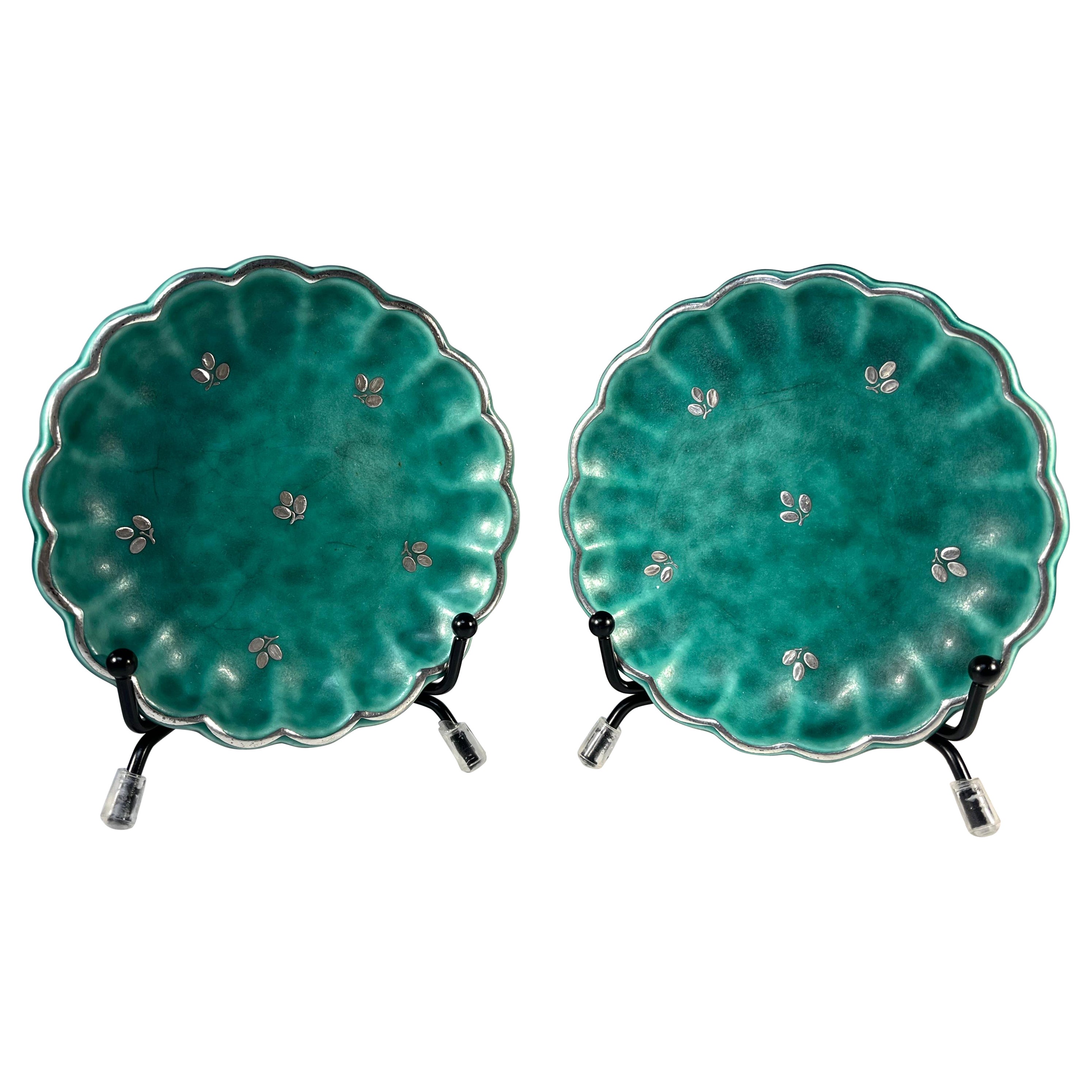 Pair Of Scalloped, Applied Silver Pin Trays, Wilhelm Kage, Argenta, Gustavsberg