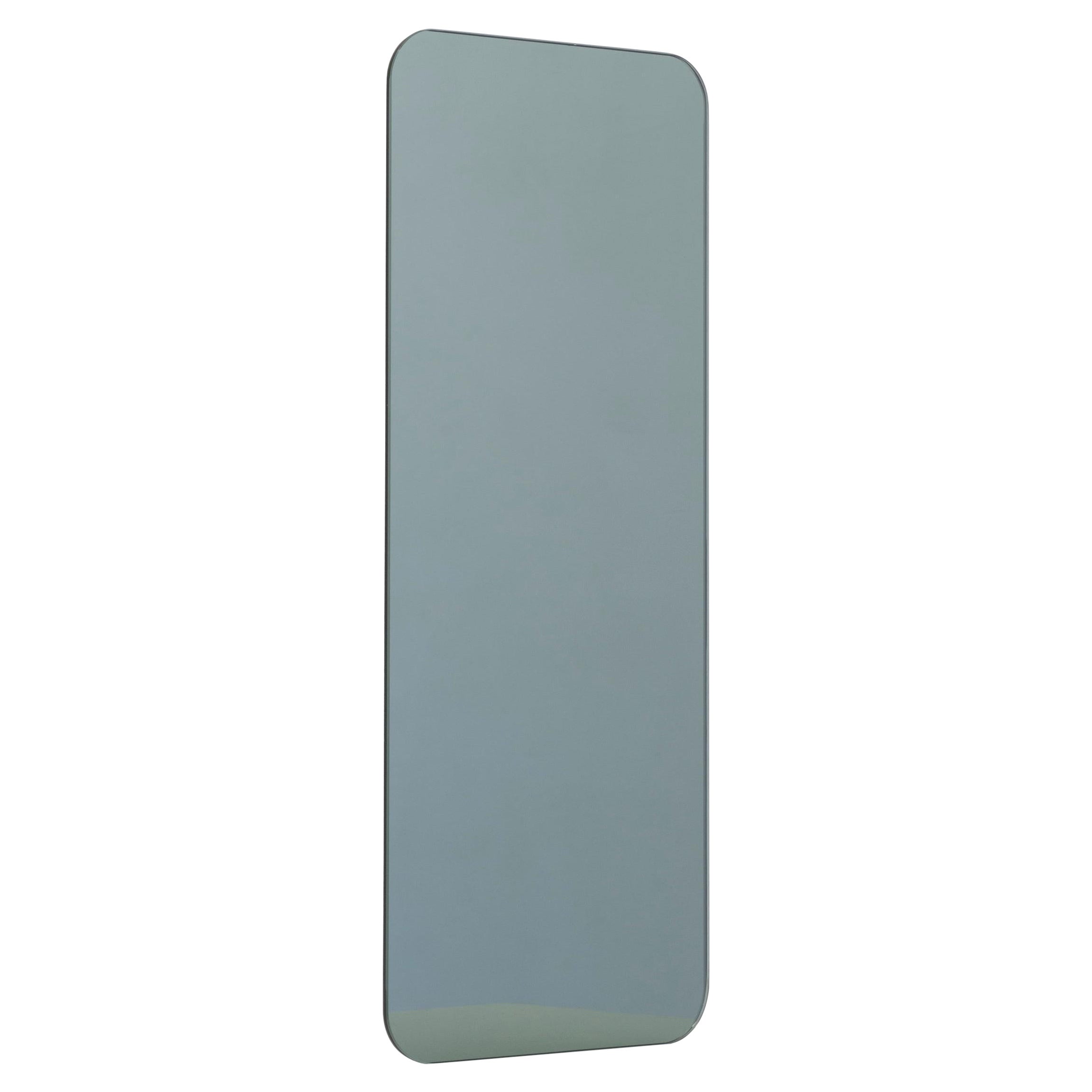 In Stock Quadris Black Tinted Rectangular Frameless Minimalist Mirror, Small For Sale