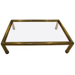 Excellent Mastercraft Thick Brass Asian Style Coffee Table