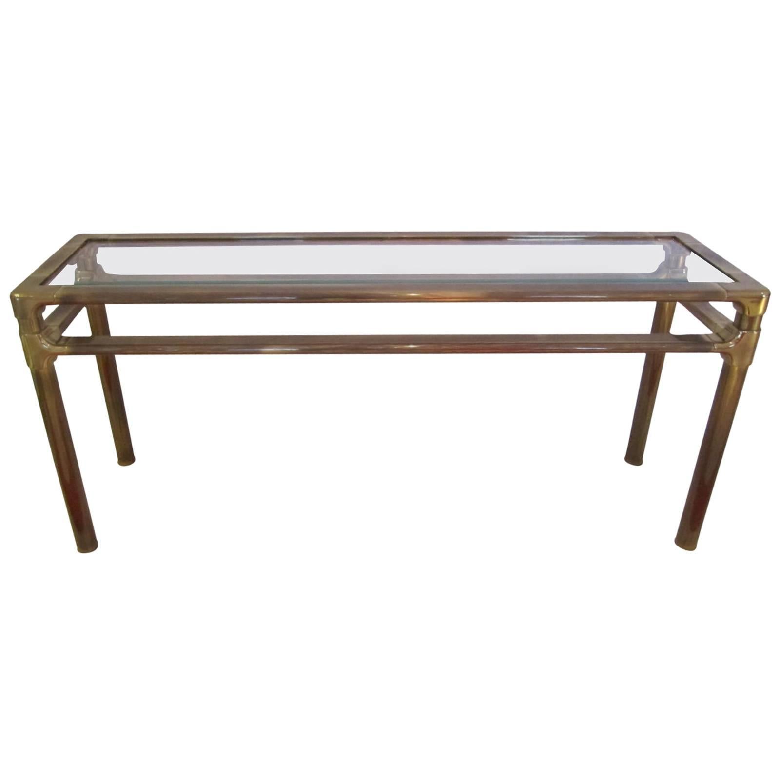 Excellent Mastercraft Thick Brass Console Table