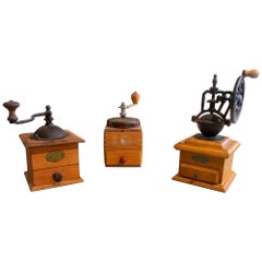French Set of Three Manual Coffee Grinders for Grinding Coffee Beans