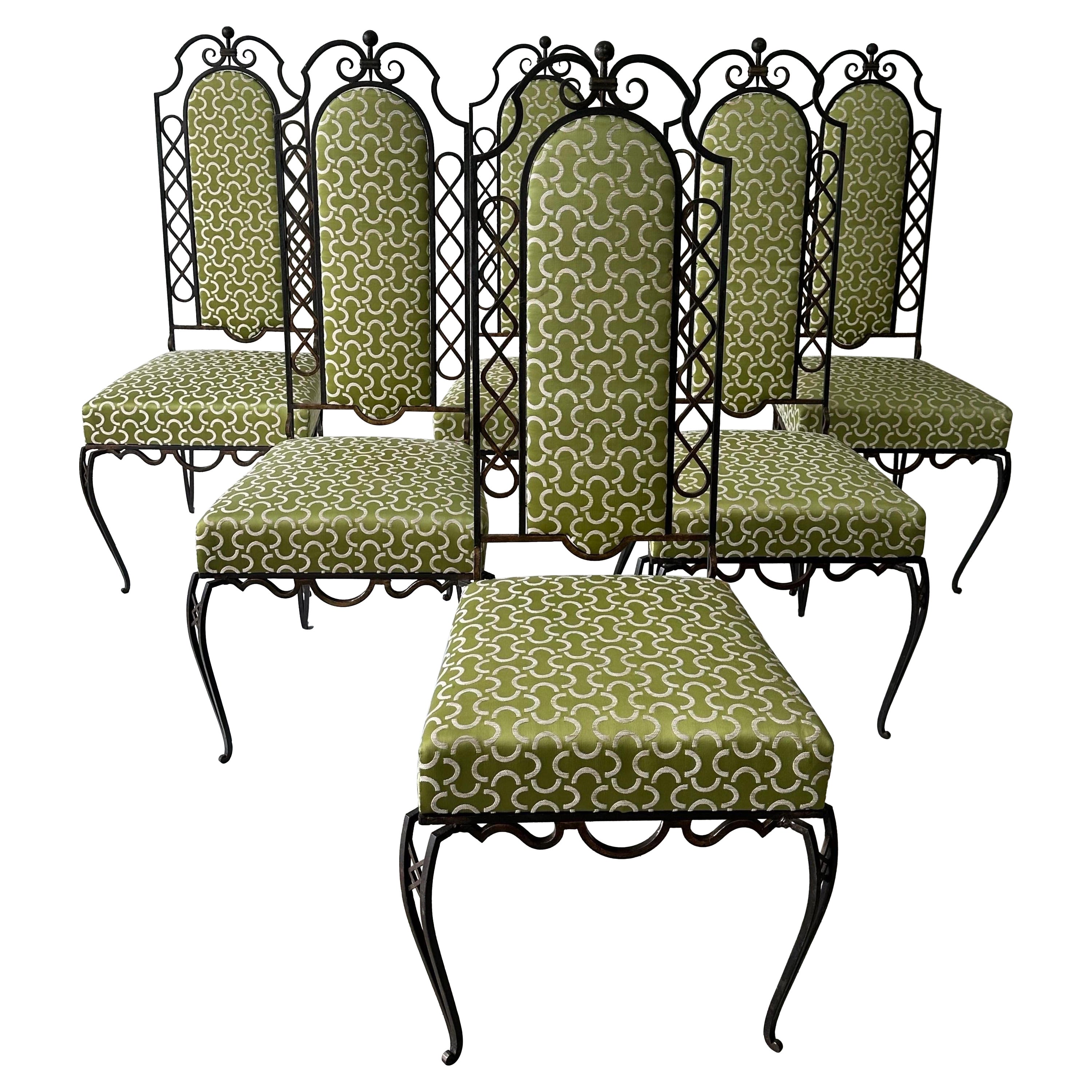 Set of 6 Rene Prou wrought iron Dining Room Chairs  For Sale