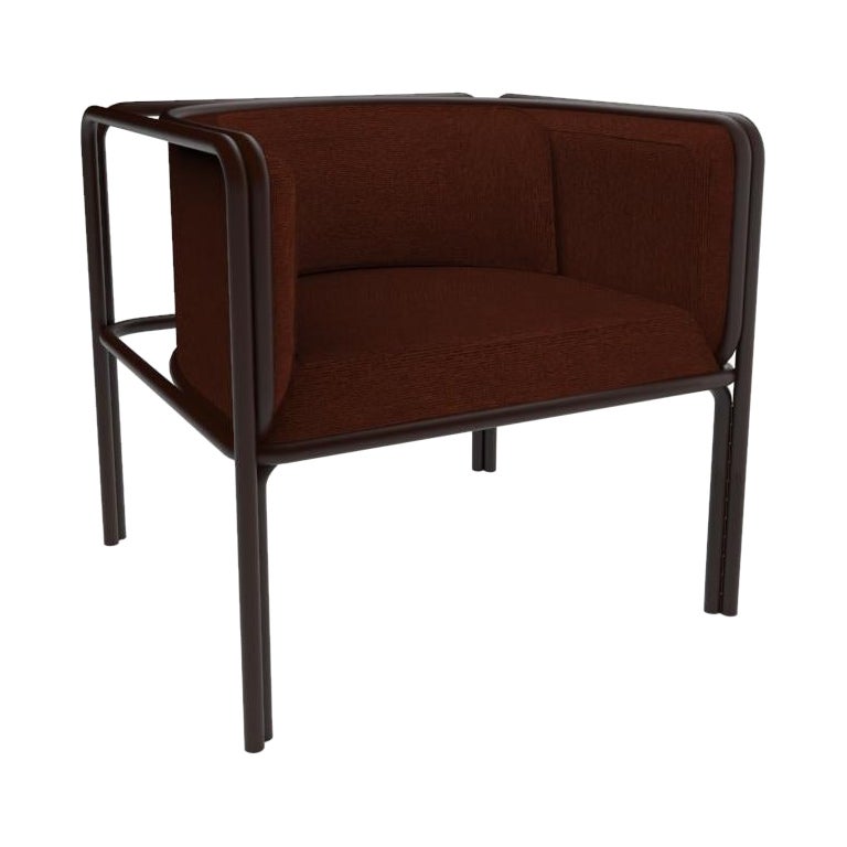 Collector AZ1 Armchair Wood Fabric & Dark Brown Metal by Francesco Zonca