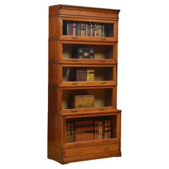 Antique Five Section Solid Walnut Barrister Bookcase