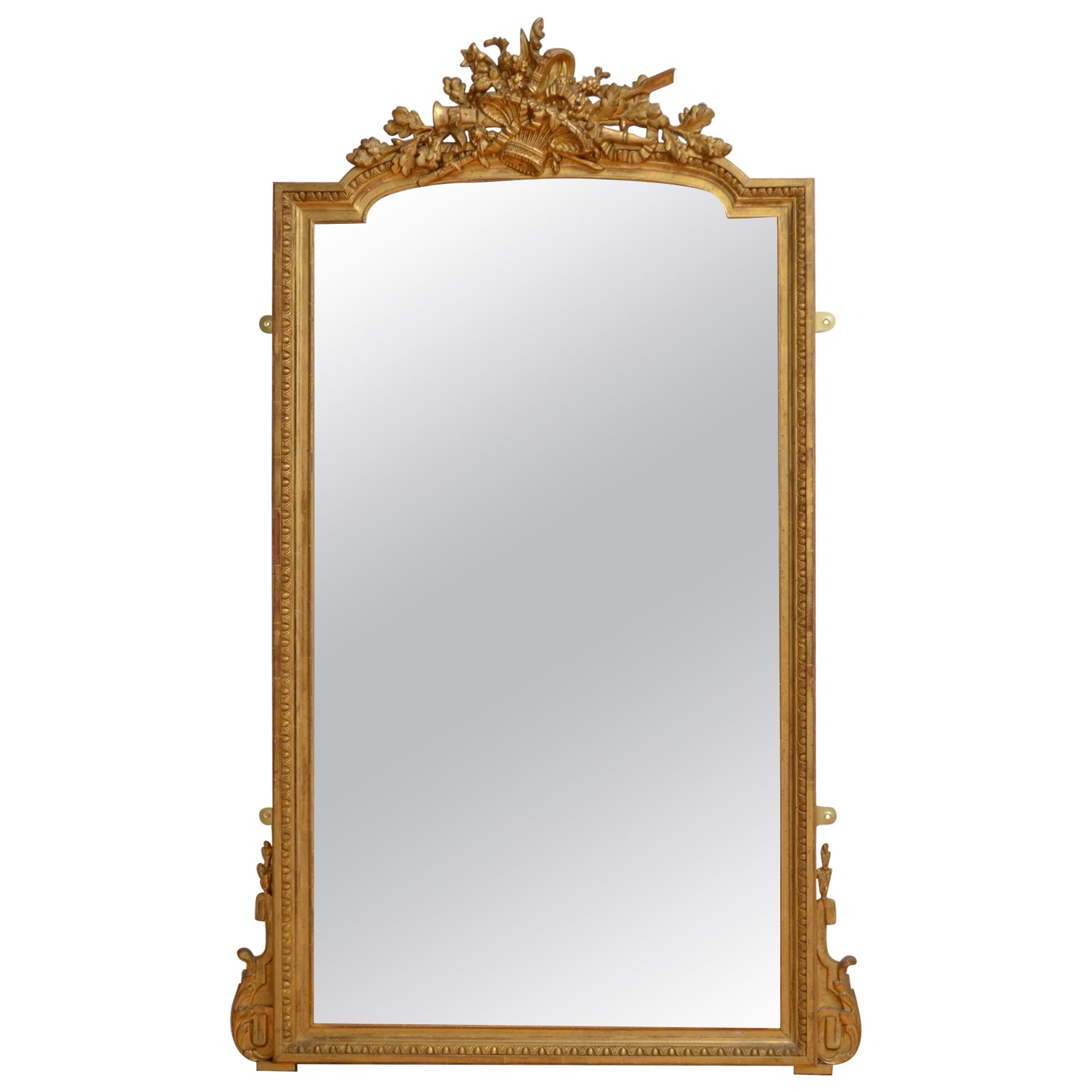 Turn of the Century French Giltwood Pier Mirror H147cm For Sale