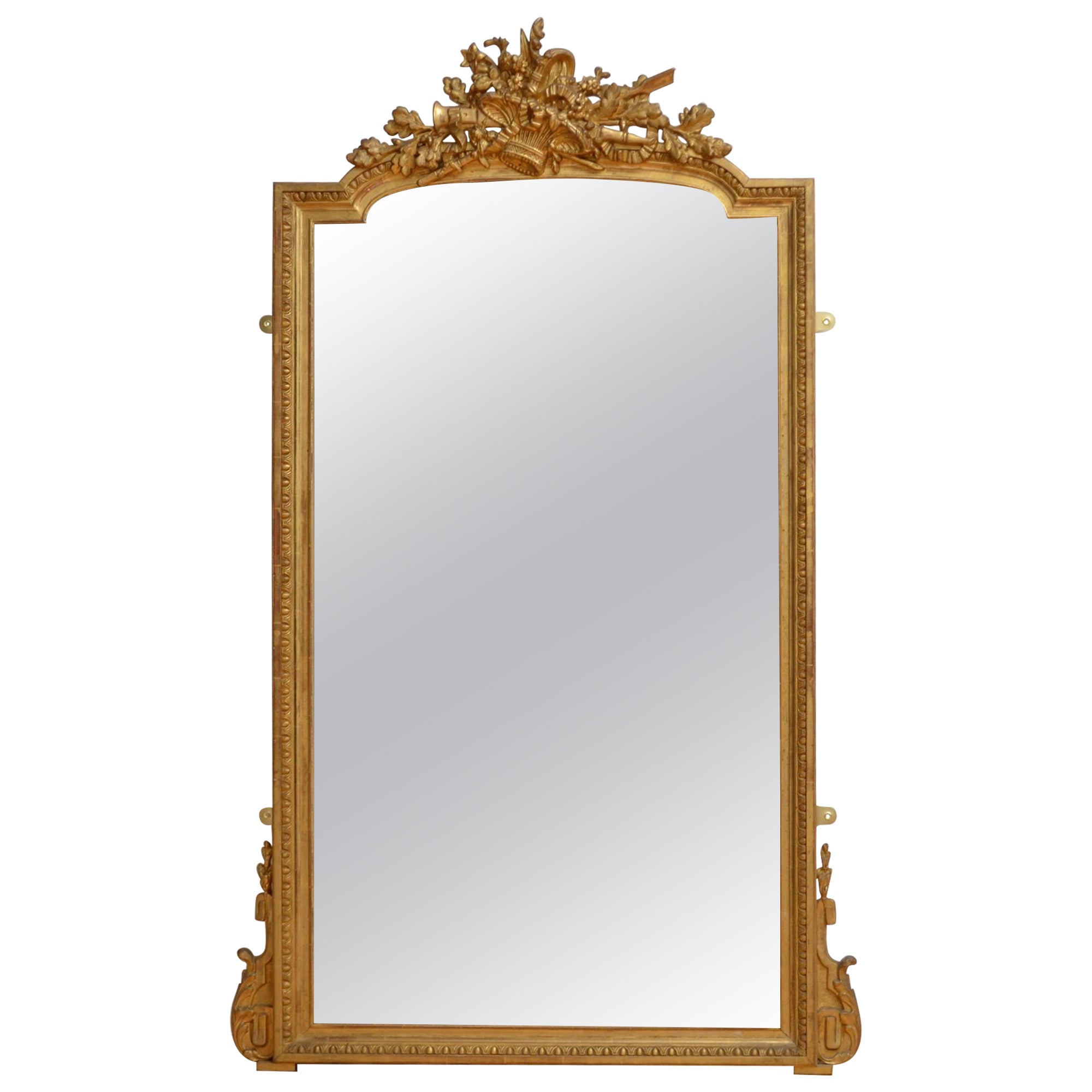 Specchio di fine secolo in legno dorato francese H147cm