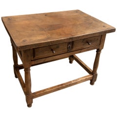 17th Century Spanish Walnut Side Table with Original  Fittings