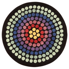 Bellissimo tappeto vintage rotondo scandinavo Verner Panton a pois 6'7" x 6'7"