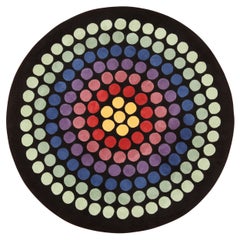 Magnifique tapis scandinave rond Verner Panton à pois 6'7" x 6'7"