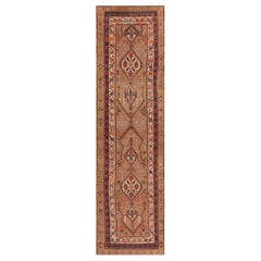 Antiker geometrischer persischer Serab-Kamelienhaar-Läufer, Stammeskunst, 3'10" x 13'