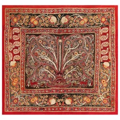 Antique Persian Tree of Life Design Rashti Embroidery Textile 4'4" x 5'