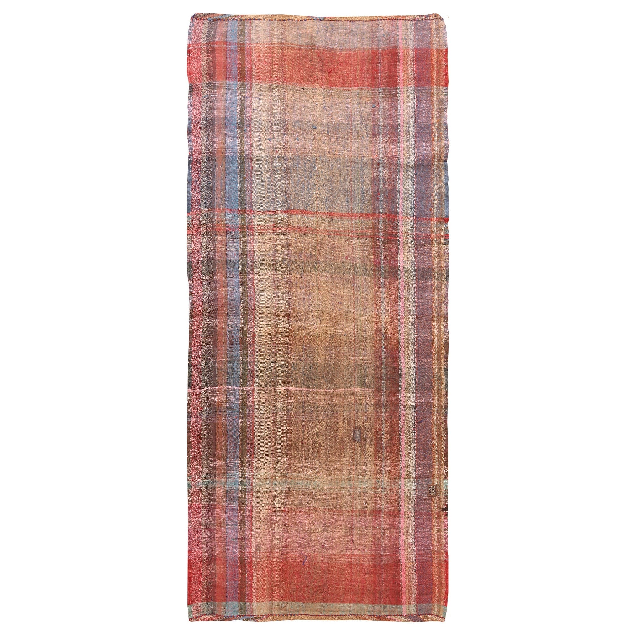 Magnifique tapis de couloir Kilim persan vintage rouille rouge 4'4" x 10'5" en vente