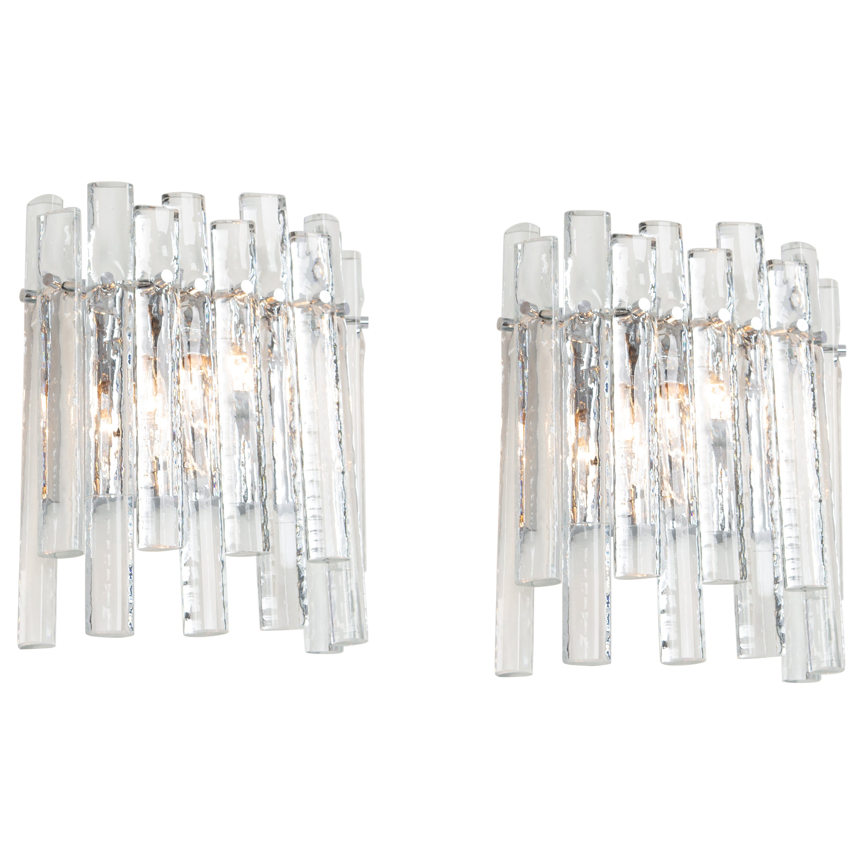 Pair of Stunning Crystal Rod Sconces by Kinkeldey, Germany, 1970s For Sale