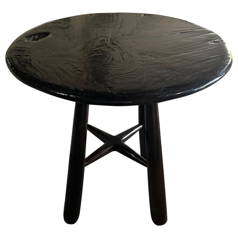 Andrianna Shamaris Mid Century Couture Espresso Stained Table For Sale