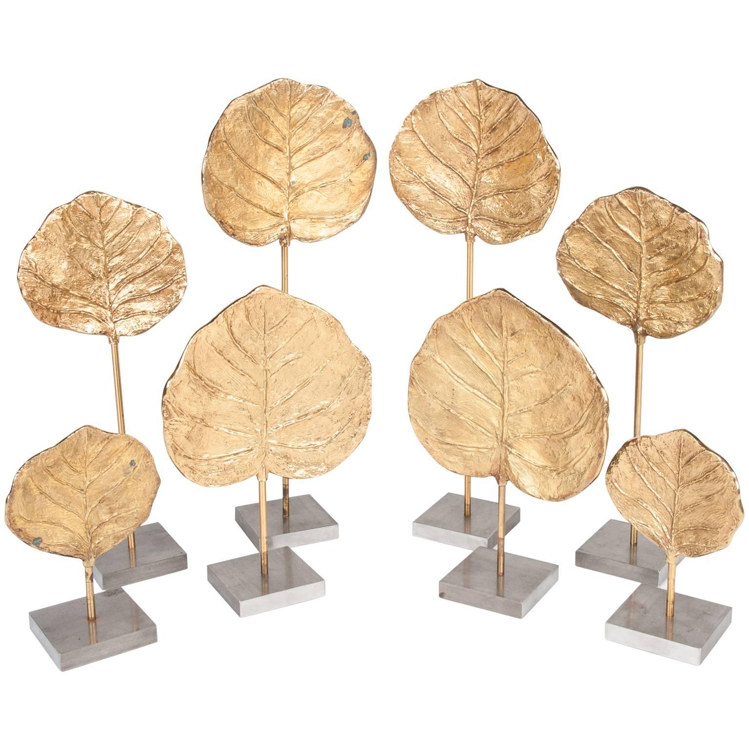 Eight Gilt Bronze Leaf Castings by Chrystaine Charles for Maison Charles