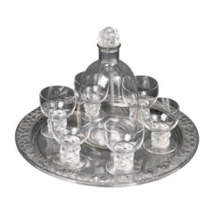 1931 Rene Lalique Set of Thomery 6 Glasses, Tray and Decanter