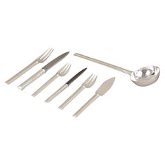 Vintage Jean Puiforcat - Art Deco Cutlery Flatware Set Cannes Sterling Silver 61 Pieces