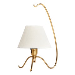 Malmö Metallvarufabrik, Table Lamp, Brass, Fabric, Sweden, 1940s