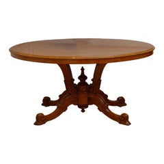 Rare table centrale / table de salle à manger victorienne en bois de satin
