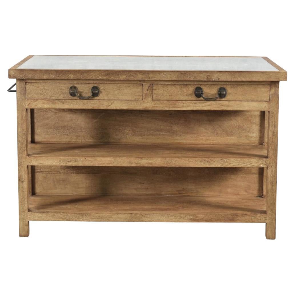 Stone Top Wooden Kitchen Island with Storage / Counter / Dry Bar  For Sale