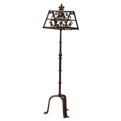 19th Century French Two-Side Forged Iron Music Stand Lectern with Fleur-de-Lys