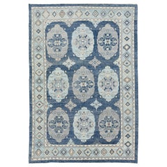 Allover Designed Modern Wool Rug Turkish Oushak In Blue