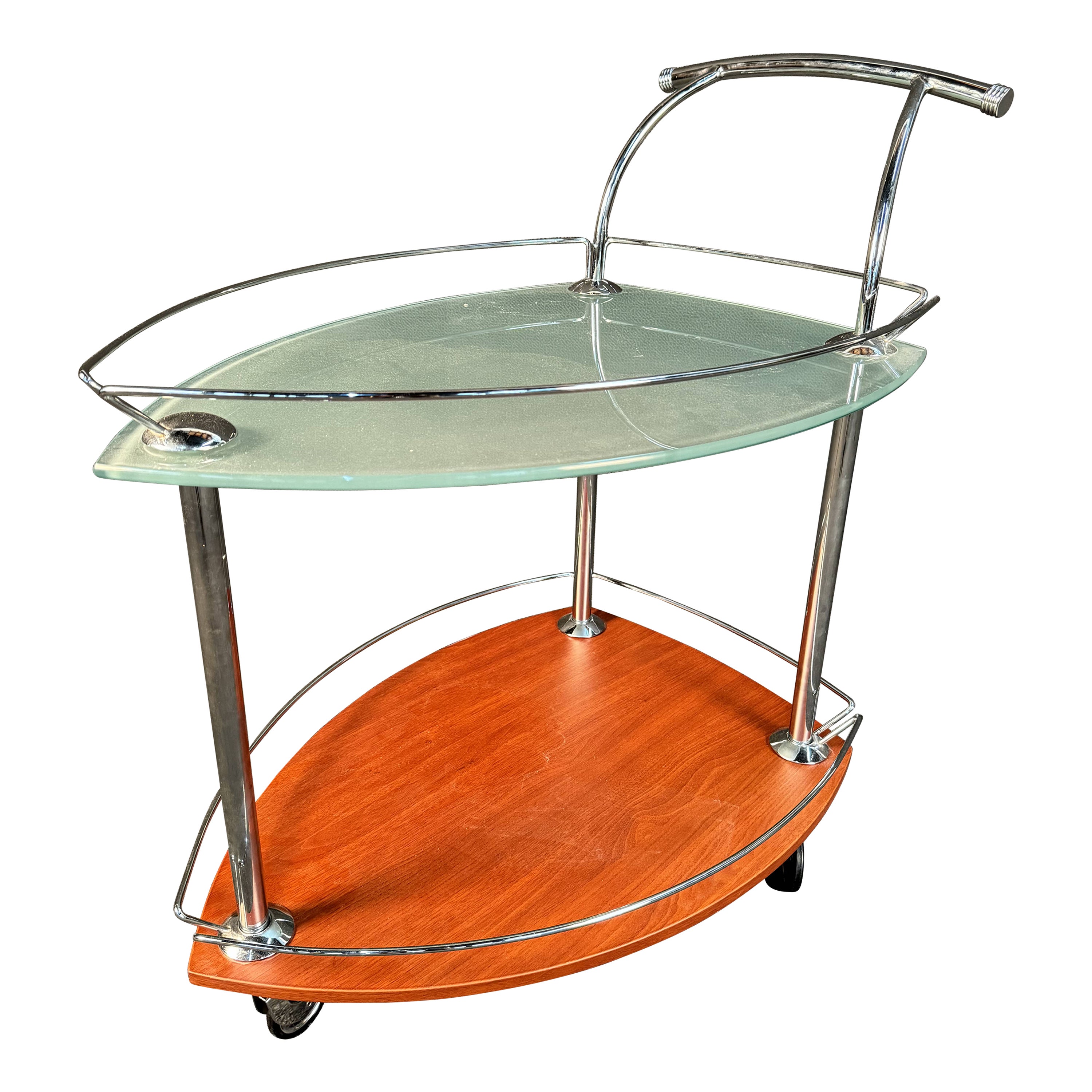Stylish Tempered Glass Bar Cart For Sale