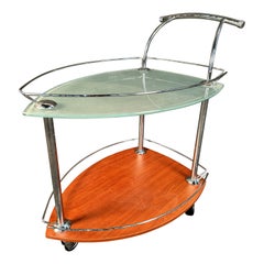 Retro Stylish Tempered Glass Bar Cart