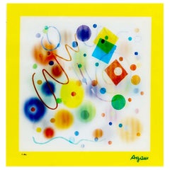 Yaacov Agam Signed Agamograph with Yellow Border Contemporary Op Art Unframed
