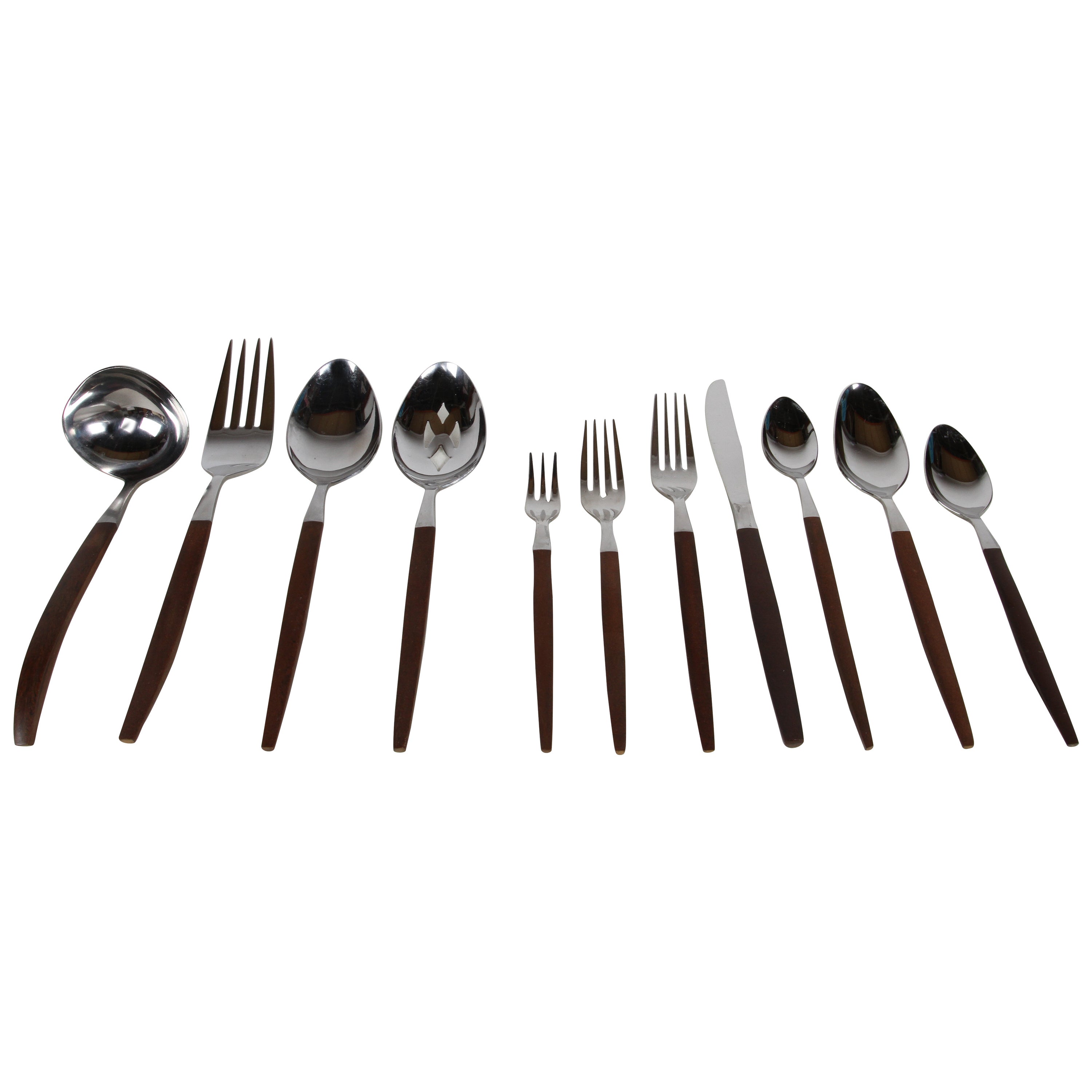Ensemble de 8 couverts danois modernes du milieu du siècle EKCO Eterna « Canoe Muffin » - années 1960