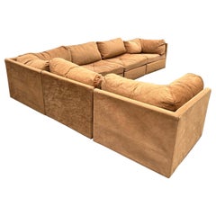 Used Milo Baughman style 6 Piece Cube Sofa Sectional Selig Mid-Century Modern