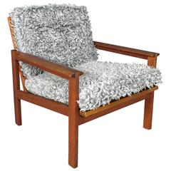 Illum Wikkelso "Capella" Lounge Chair, Denmark 1960s, Faux Sheepskin