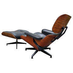 Chaise longue et pouf Eames des années 70 pour Herman Miller