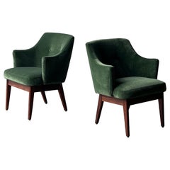 Grüne Vintage-Loungesessel aus Samt im Stil von Pearsall – ein Paar