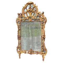 Antique Large Louis XV Pareclosed Mirror In Carved And Gilded Wood, France 18th Century