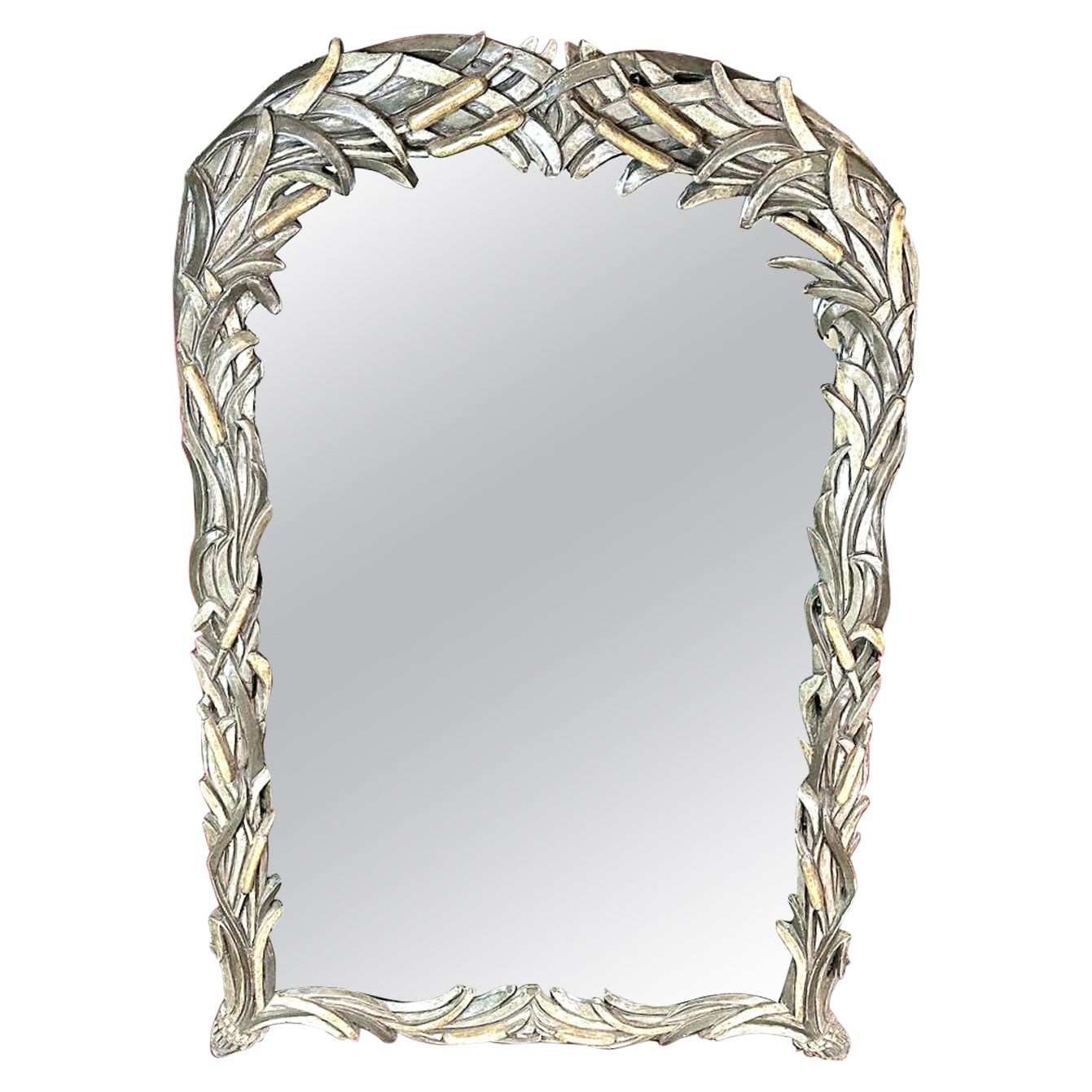 Art Nouveau Serge Roche Palm Beach Style Faux Bois Wall or Mantle Mirror  For Sale