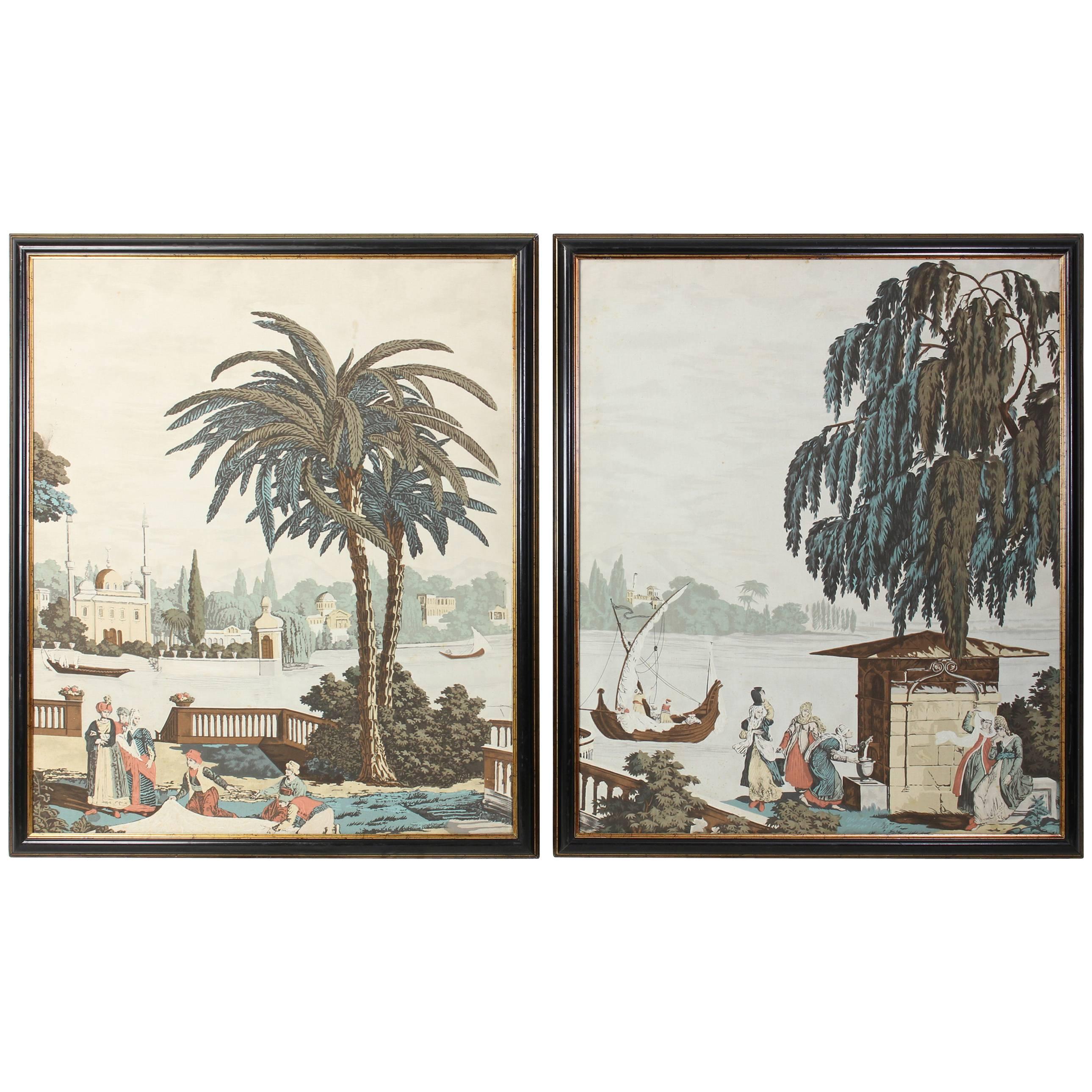 Pair of Large Framed Zuber Style Panels